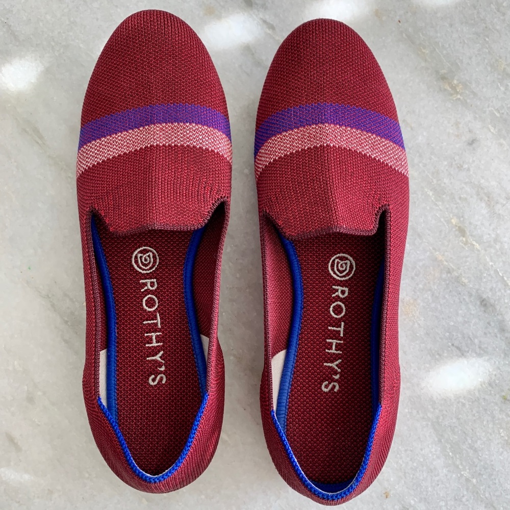 Rothys GUC 9 Garnet Reflective Stripe Loafer